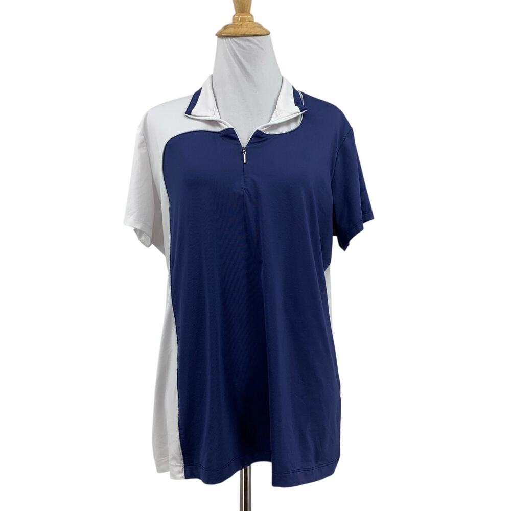 EP New York Shirt Womens XL Extra Large Short Sleeve Contrast Swirl Polo Top